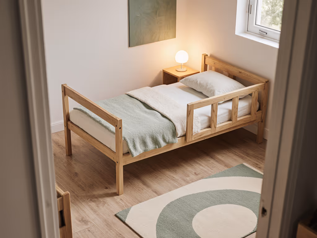 low-profile_toddler_bed_with_partial_guardrail_in_small_bedroom